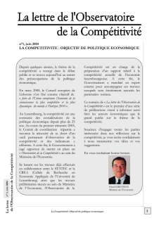 La lettre de l'Observatoire de la compétitivité n°1