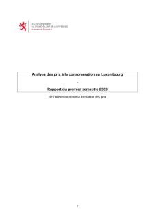 Rapport de l'Observatoire de la formation des prix: Analyse des prix à la consommation au Luxembourg (1. semestre 2020)