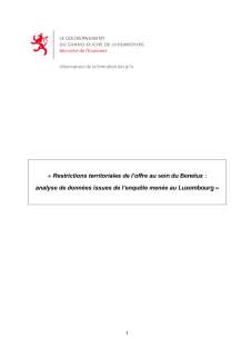 Restrictions territoriales de l’offre au sein du Benelux: analyse de données issues de l’enquête menée au Luxembourg
